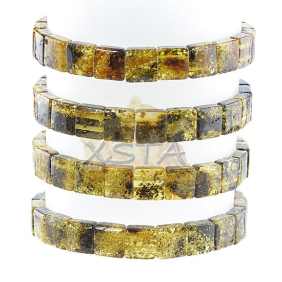 Medium green amber bracelet cube beads